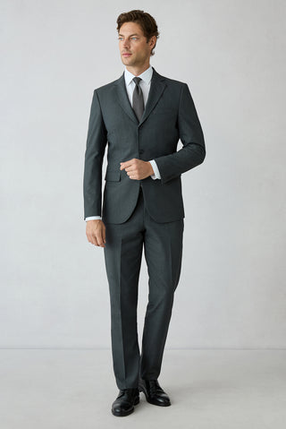  Koyu Füme 6 Drop Regular Fit Mono Yaka Çizgili Takım Elbise