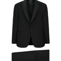 Siyah Slim Fit Dar Kesim Şal Yaka Yelekli Smokin & Damatlık