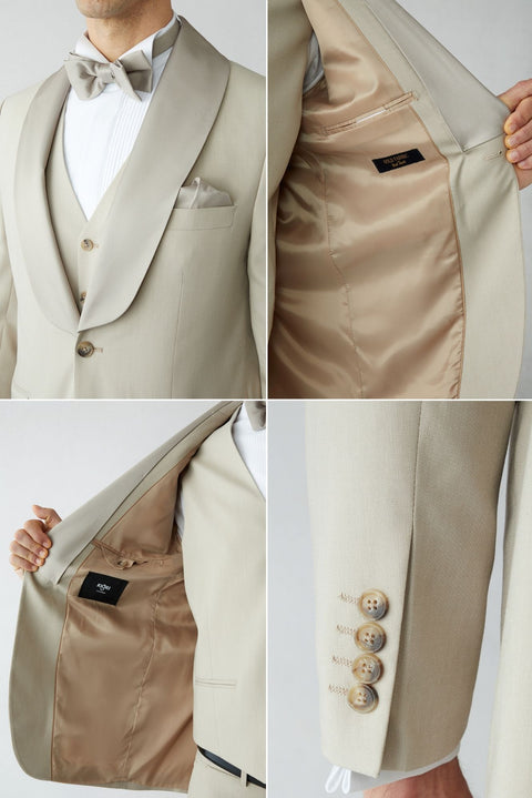 Light Beige 4-Drop Relaxed Fit Tuxedo & Groom Suit