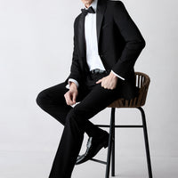 Siyah 7 Drop Slim Fit Dar Kesim Yelekli Smokin & Damatlık