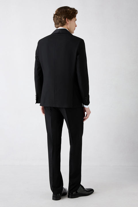 Siyah 7 Drop Slim Fit Dar Kesim Yelekli Smokin & Damatlık