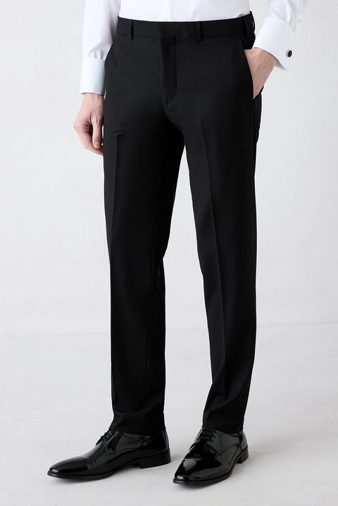 Siyah 7 Drop Slim Fit Dar Kesim Yelekli Smokin & Damatlık