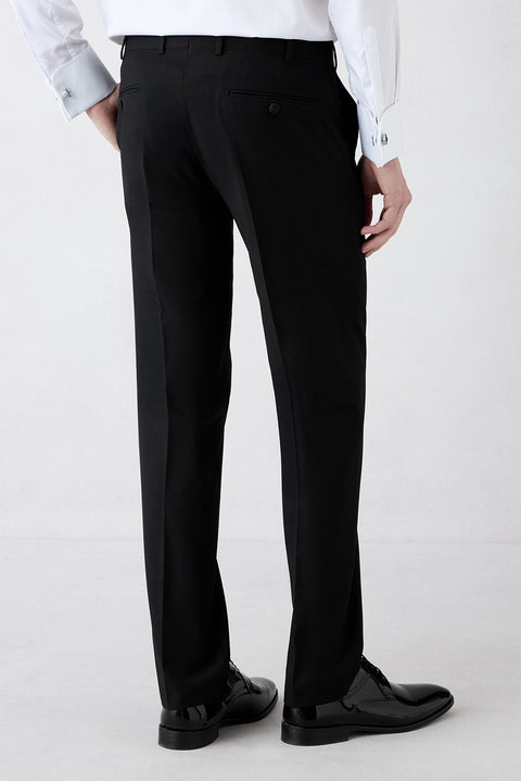 Siyah 7 Drop Slim Fit Dar Kesim Yelekli Smokin & Damatlık