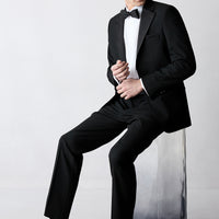 Siyah 4 Drop Relaxed Fit Rahat Kesim Mono Yaka Smokin & Damatlık