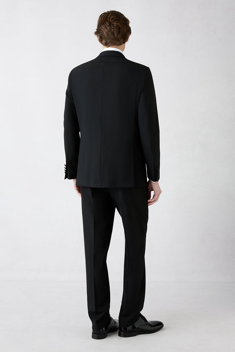 Siyah 7 Drop Slim Fit Dar Kesim Mono Yaka Smokin & Damatlık