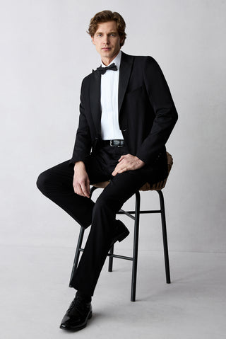  Siyah 6 Drop Regular Fit Standart Kesim Sivri Yaka Smokin & Damatlık