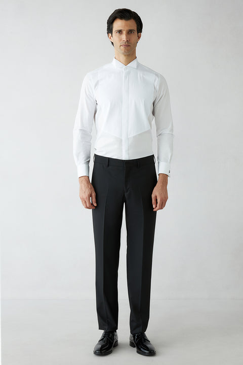 Black Regular Fit Tuxedo with Detachable Shawl Collar