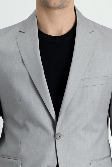 Açık Gri Slim Fit Dar Kesim Klasik Yün Takım Elbise