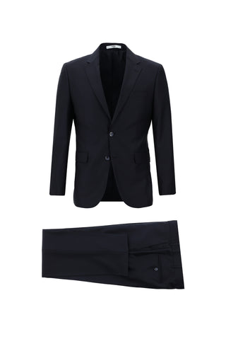  Koyu Lacivert 7 Drop Slim Fit Dar Kesim Yün Takım Elbise