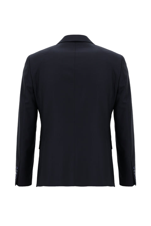 Koyu Lacivert 7 Drop Slim Fit Dar Kesim Yün Takım Elbise