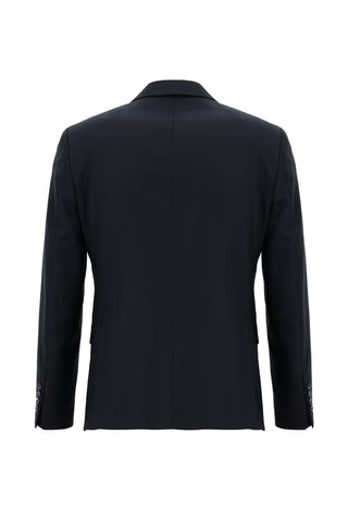  Koyu Lacivert 7 Drop Slim Fit Dar Kesim Yün Takım Elbise