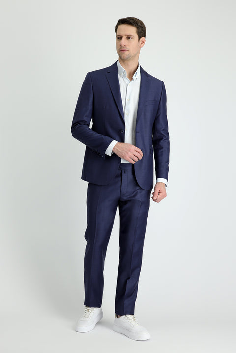 Açık Lacivert 7 Drop Slim Fit Dar Kesim Yünlü Takım Elbise