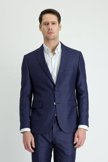 Açık Lacivert Slim Fit Dar Kesim Yünlü Klasik Takım Elbise