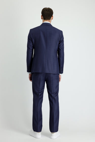 Açık Lacivert Slim Fit Dar Kesim Yünlü Klasik Takım Elbise
