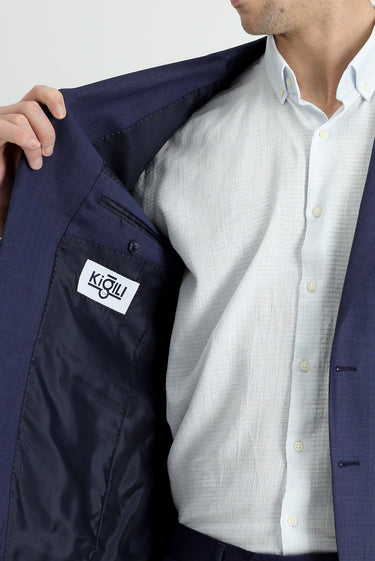 Açık Lacivert Slim Fit Dar Kesim Yünlü Klasik Takım Elbise