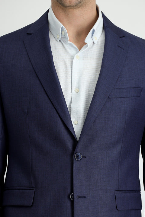 Açık Lacivert 7 Drop Slim Fit Dar Kesim Yünlü Takım Elbise