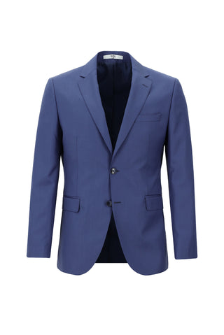  Koyu Mavi  7 Drop Slim Fit Dar Kesim Yünlü Tak?m Elbise-Ki??l?