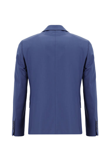  Koyu Mavi  Slim Fit Dar Kesim Yünlü Klasik Takım Elbise