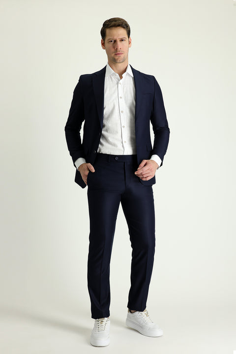 Koyu Lacivert 7 Drop Slim Fit Dar Kesim Takım Elbise