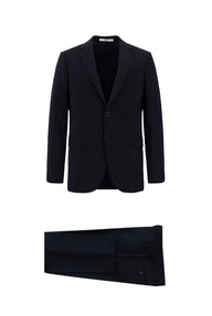 Koyu Lacivert 6 Drop Regular Fit Standart Kesim Yünlü Likralı Esnek Mevsimlik Blazer Ceket