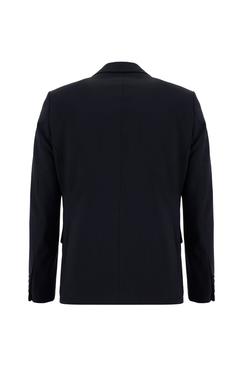 Siyah Lacivert 8 Drop Long Slim Fit Uzun Dar Kesim Takım Elbise