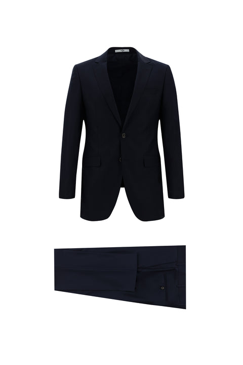 Siyah Lacivert 8 Drop Long Slim Fit Uzun Dar Kesim Takım Elbise