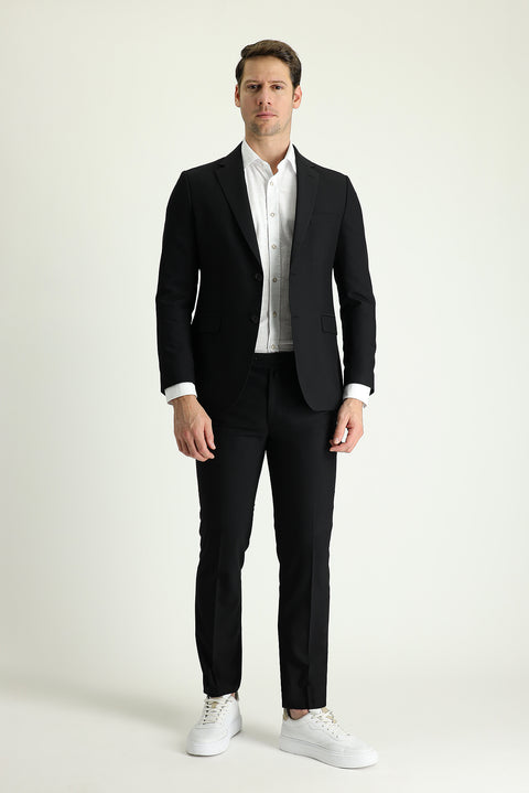 Siyah 7 Drop Super Slim Fit Eksra Dar Kesim Takım Elbise