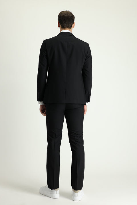 Siyah 8 Drop Long Slim Fit Uzun Dar Kesim Takım Elbise