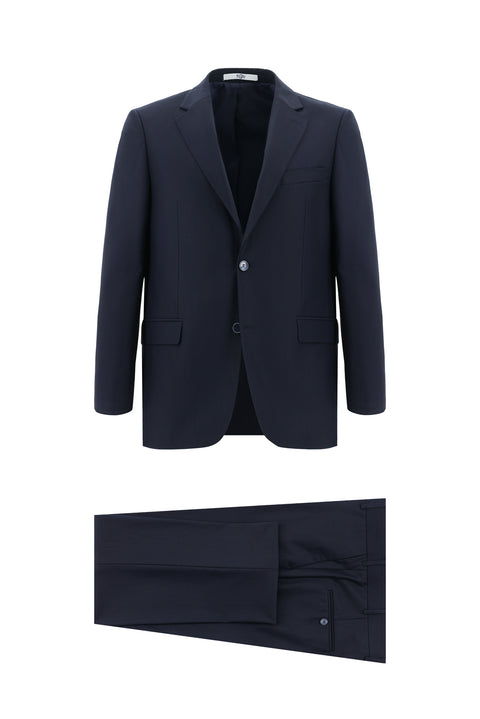 Black and Navy Blue 4-Drop Relaxed Fit Suit