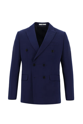  Orta Lacivert 6 Drop Regular Fit Standart Kesim Kruvaze Takım Elbise
