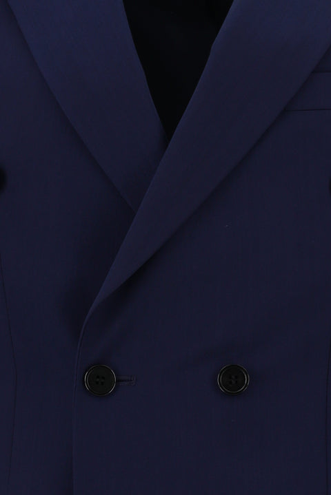 Orta Lacivert 7 Drop Slim Fit Dar Kesim Kruvaze Takım Elbise