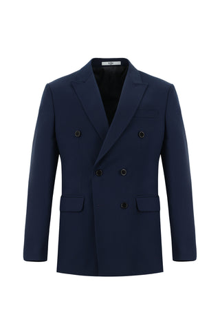  Koyu Lacivert Regular Fit Kruvaze Takım Elbise