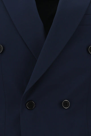  Koyu Lacivert Slim Fit Dar Kesim Kruvaze Takım Elbise