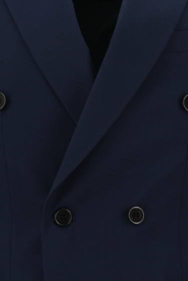  Koyu Lacivert Slim Fit Dar Kesim Kruvaze Takım Elbise