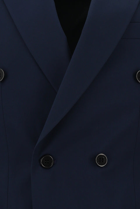 Koyu Lacivert 7 Drop Slim Fit Dar Kesim Kruvaze Takım Elbise
