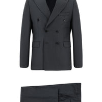 Dark Gray 6-Drop Regular Fit Standard Cut Double-Breasted Suit