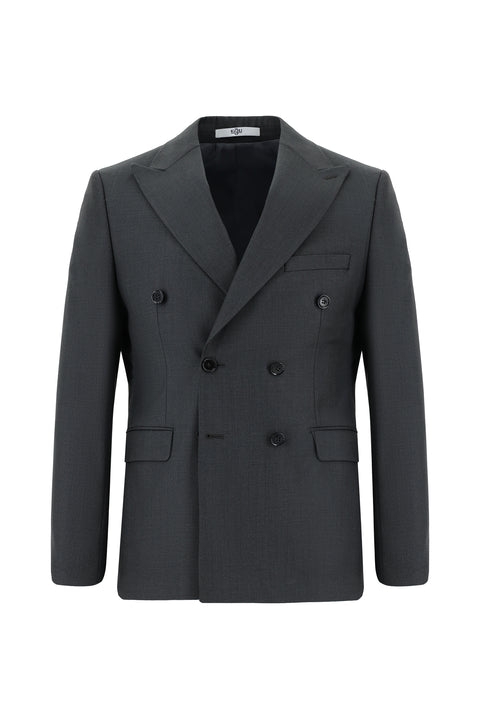 Dark Gray 6-Drop Regular Fit Standard Cut Double-Breasted Suit