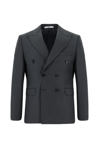  Koyu Füme 7 Drop Slim Fit Dar Kesim Kruvaze Takım Elbise