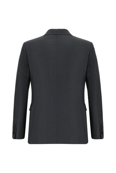 Koyu Füme Slim Fit Dar Kesim Kruvaze Takım Elbise