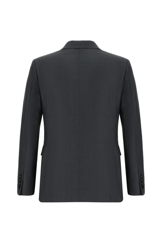  Koyu Füme 7 Drop Slim Fit Dar Kesim Kruvaze Takım Elbise