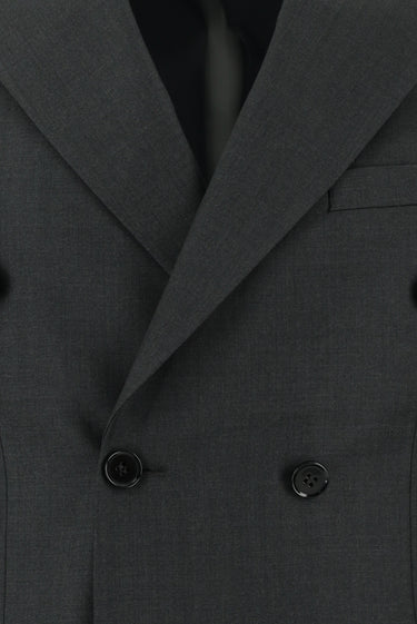 Koyu Füme Slim Fit Dar Kesim Kruvaze Takım Elbise