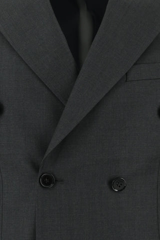  Koyu Füme 7 Drop Slim Fit Dar Kesim Kruvaze Takım Elbise