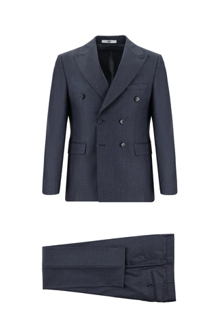  Açık Antrasit Slim Fit Dar Kesim Kruvaze Takım Elbise