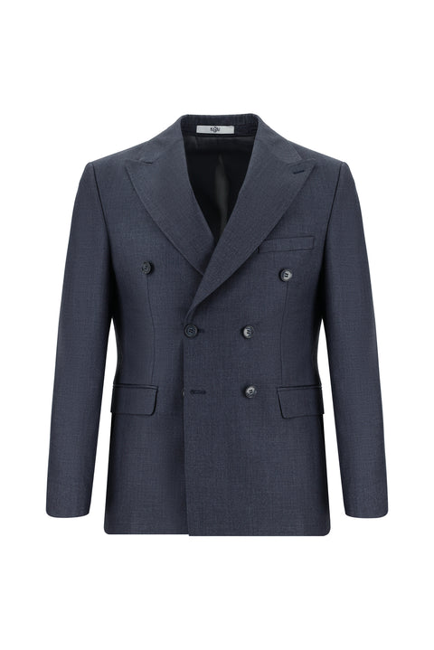 Açık Antrasit 7 Drop Slim Fit Dar Kesim Kruvaze Takım Elbise