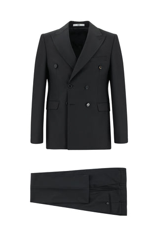  Siyah 7 Drop Slim Fit Dar Kesim Kruvaze Tak?m Elbise-Ki??l?