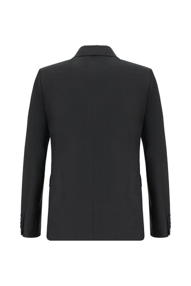  Siyah Slim Fit Dar Kesim Kruvaze Takım Elbise