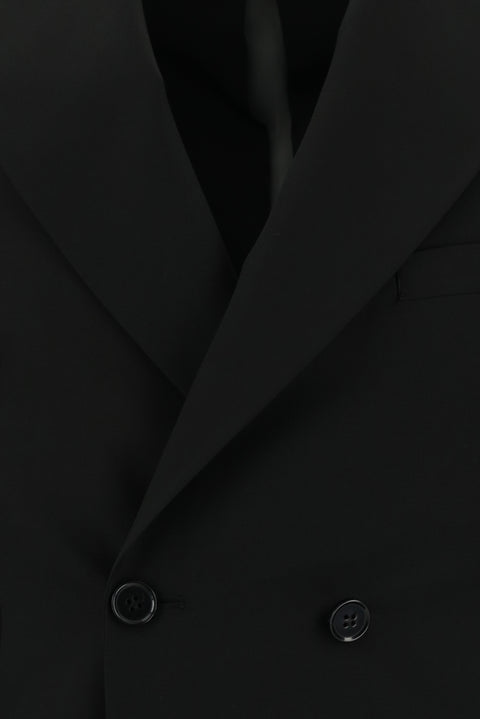 Siyah 7 Drop Slim Fit Dar Kesim Kruvaze Takım Elbise