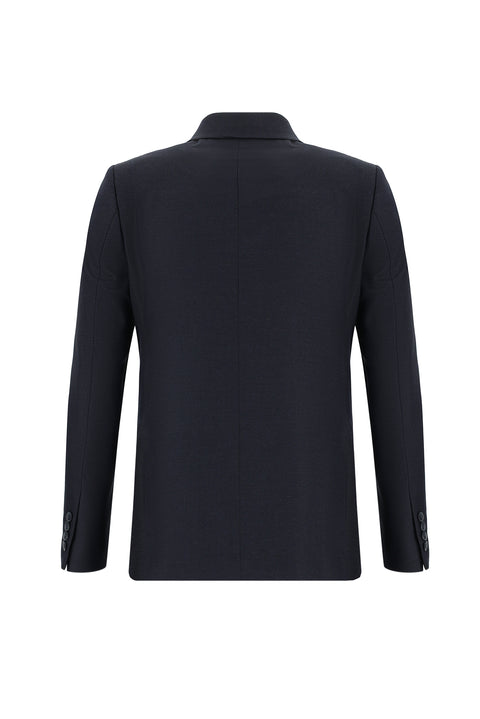 Siyah Lacivert 7 Drop Slim Fit Dar Kesim Kruvaze Takım Elbise