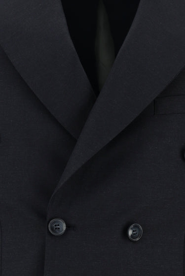  Siyah Lacivert Slim Fit Dar Kesim Kruvaze Takım Elbise