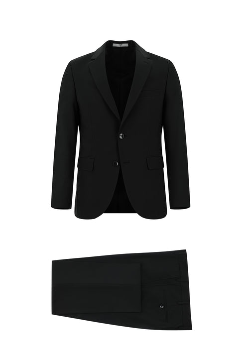 Siyah 4 Drop Relaxed Fit Rahat Kesim Takım Elbise